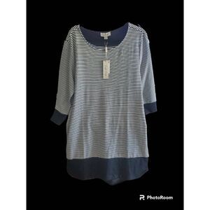 Charlie Paige Women’s T-Shirt Dress White /Black Resort Long Sleeve Tunic L NWT